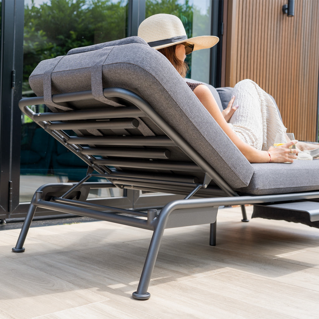 Alba 3 Seat Sofa with Sun Lounger Feature in Charcoal