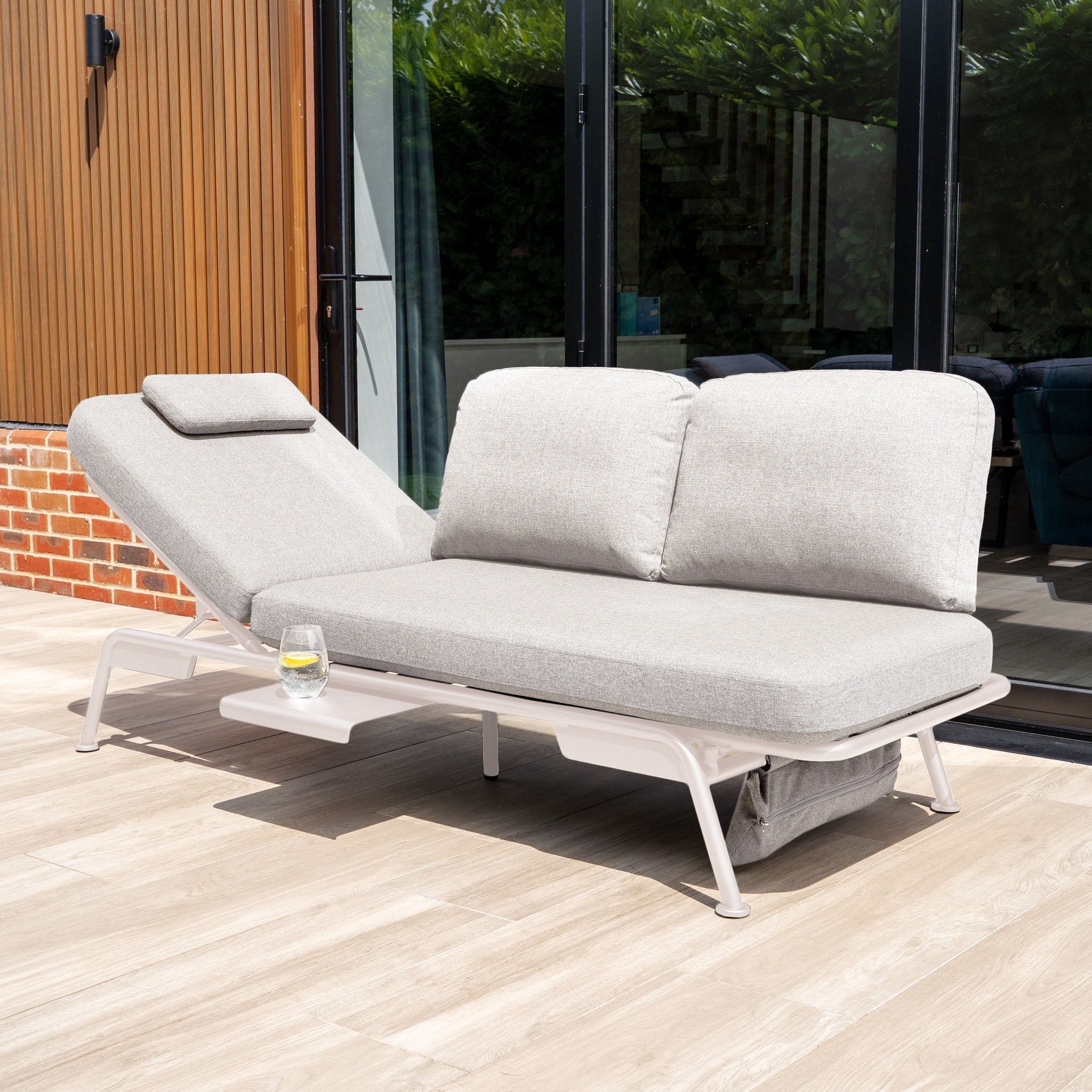 Alba 3 Seat Sofa with Sun Lounger Feature in Latte