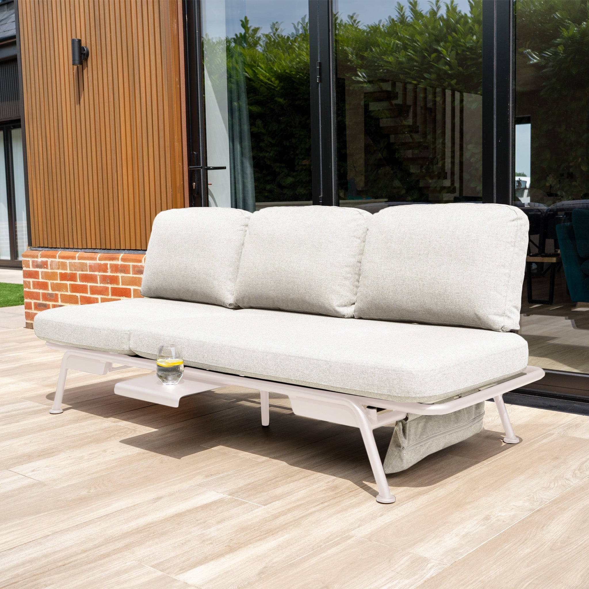Alba 3 Seat Sofa with Sun Lounger Feature in Latte