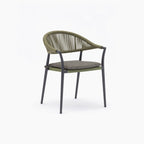 Cloverly 4 Seat Round Dining Set with Teak Table Top in Olive Green