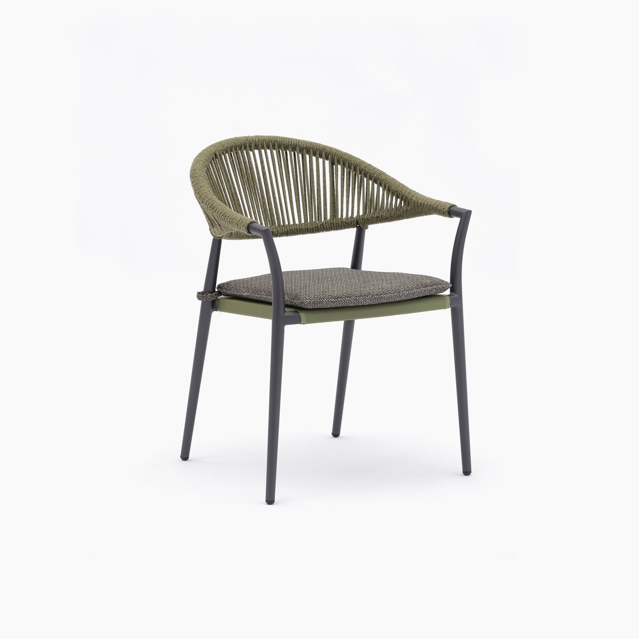 Cloverly 4 Seat Round Dining Set with Teak Table Top in Olive Green