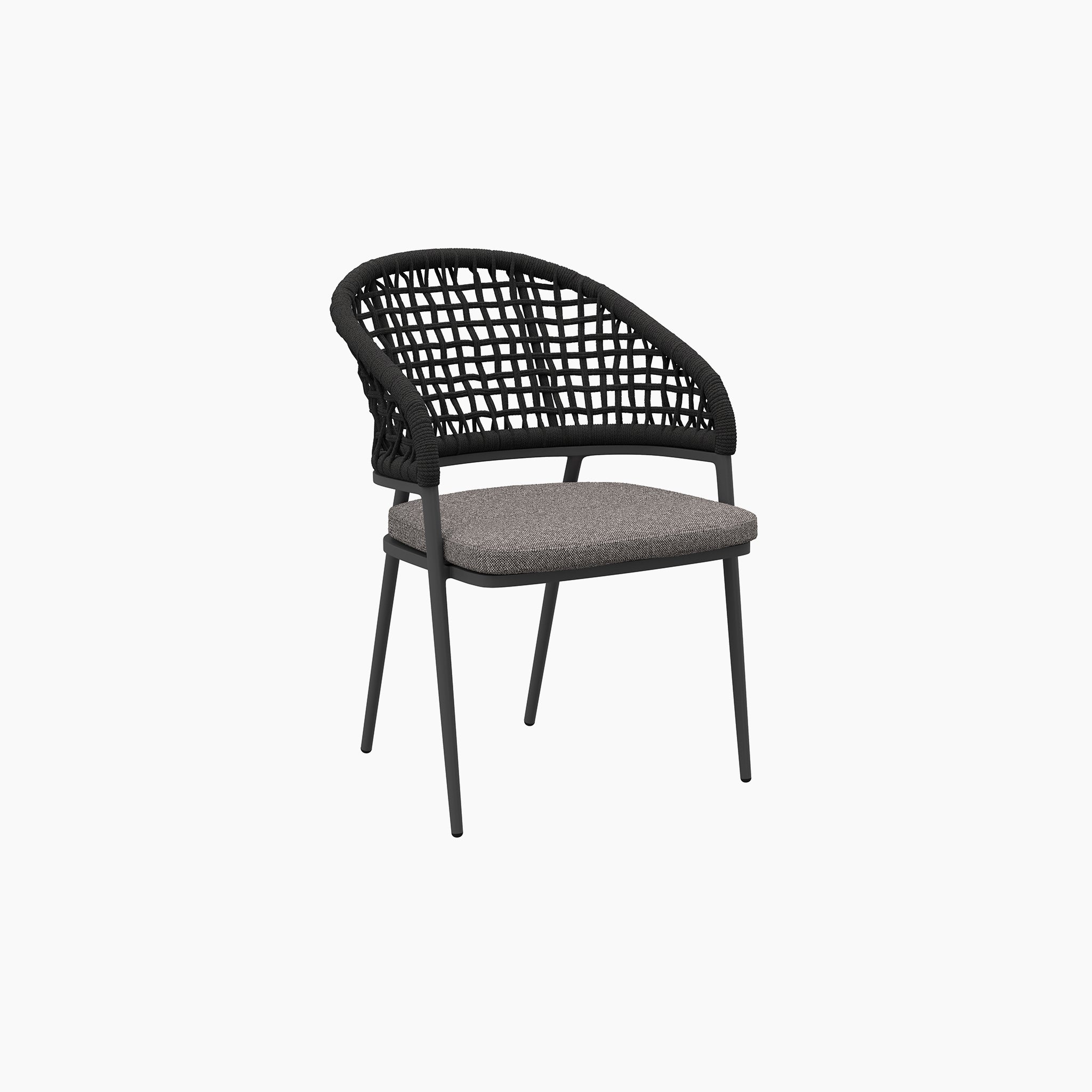 Kalama 4 Seat Round Dining Set with Teak Table in Charcoal
