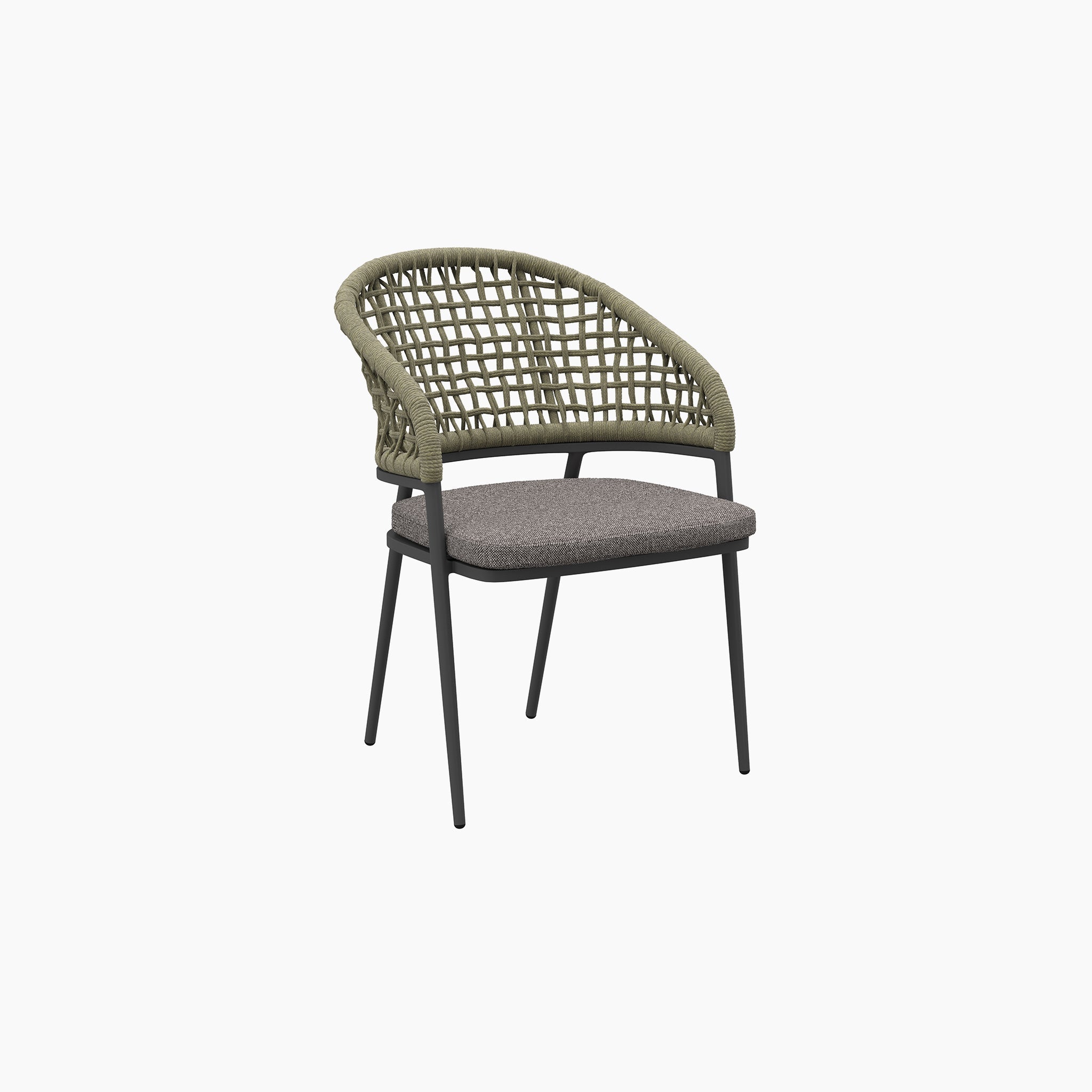 Kalama 4 Seat Round Dining Set with Teak Table in Olive Green