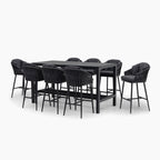 Monterrey 8 Seat Rope Bar Set with Ceramic Table in Grey