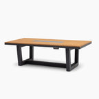 Monterrey 8 Seat Rope Rectangular Teak Firepit Dining Set in Grey