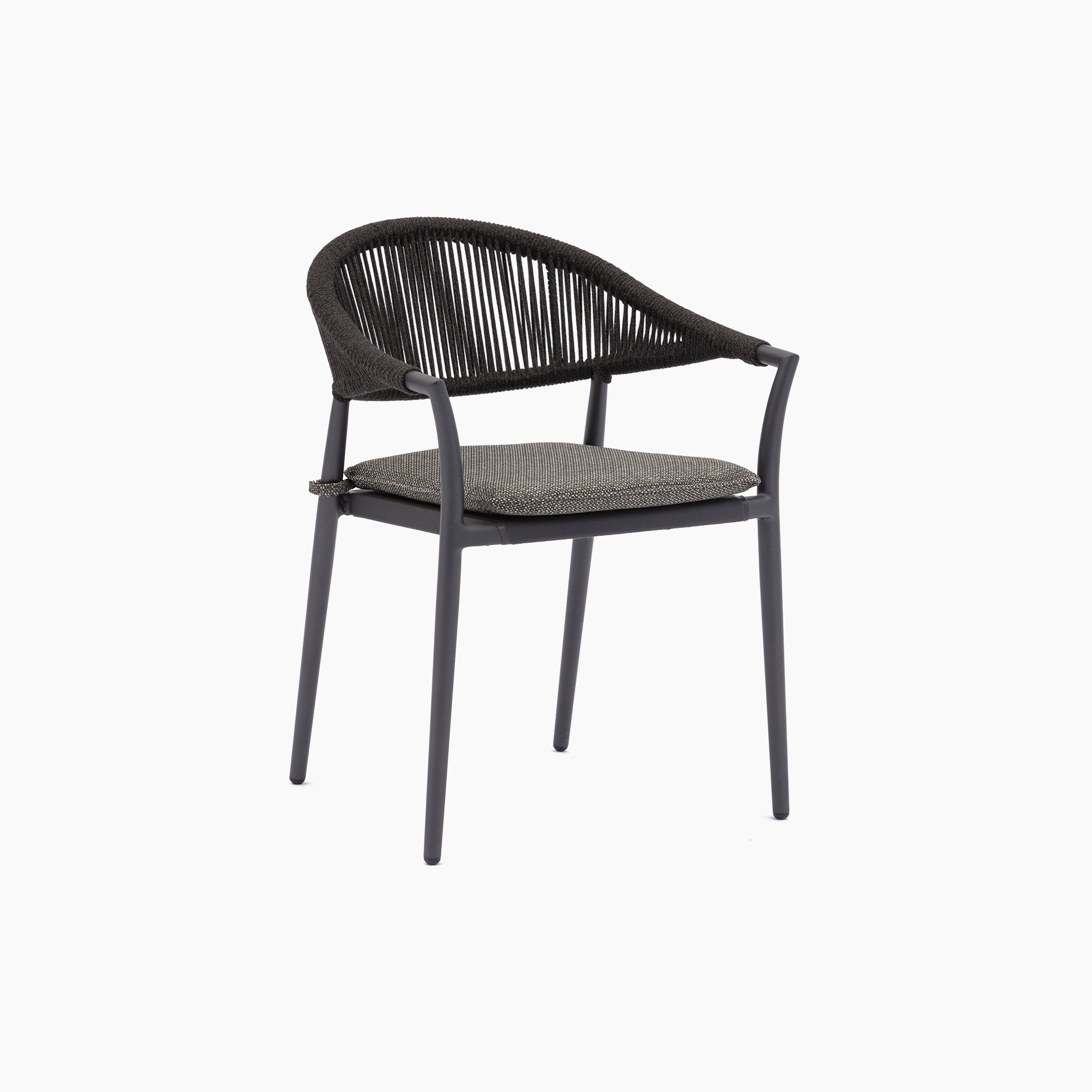 Cloverly 4 Seat Round Dining Set with Teak Table Top in Charcoal