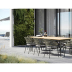 Kalama 8 Seat Rectangular Dining Set with Teak Table in Olive Green