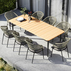 Kalama 8 Seat Rectangular Dining Set with Teak Table in Olive Green