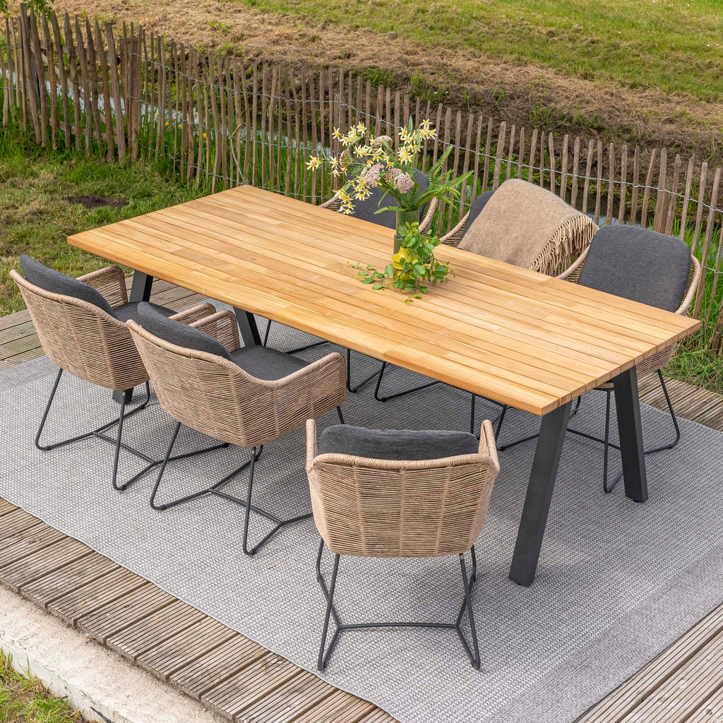 Belmond 6 Seat Dining Set with Teak Table in Natural
