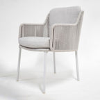 Bernini 6 Seat Round Dining with Teak Table in Light Grey
