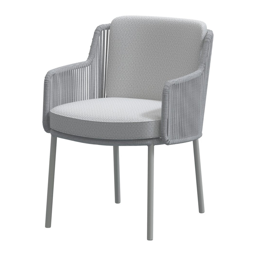 Bernini 6 Seat Round Dining with Teak Table in Light Grey