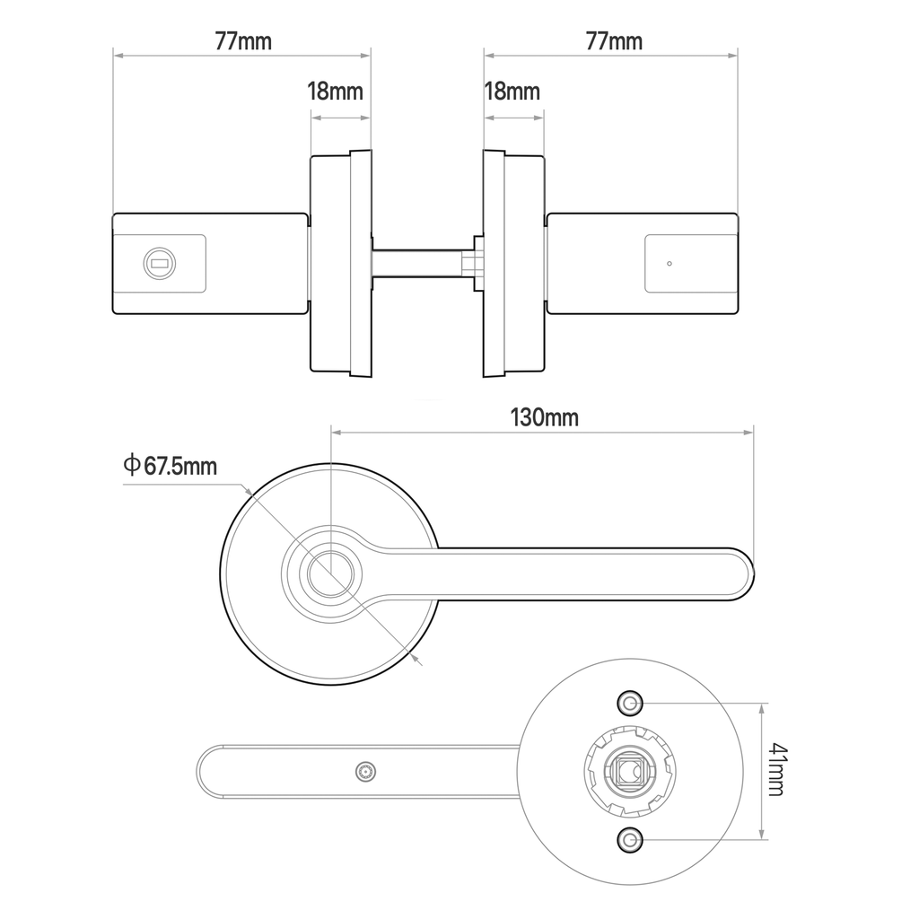 Breeze Rose - Chrome  - Blusafe Fingerprint Internal Door Lock, Biometric Smart Door Handle, 50 Fingerprints, 2 Backup Keys, HMO/Student Houses, Bedrooms, Home Office Locks (Rose, Chrome)