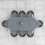 Cloverly 8 Seat Rope Oval Dining Set with Ceramic Table in Charcoal