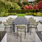 Cloverly 8 Seat Rectangular Extending Dining Set with Ceramic Table in Olive Green