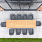 Luna 10 Seat Outdoor Fabric Extending Teak Dining Set in Grey