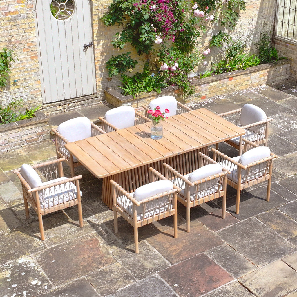 Paia 8 Seat Rectangular Dining Set in Linen