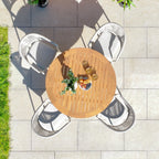 Cloverly 4 Seat Round Dining Set with Teak Table Top in Latte