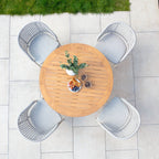 Kalama 4 Seat Round Dining Set with Teak Table in Latte
