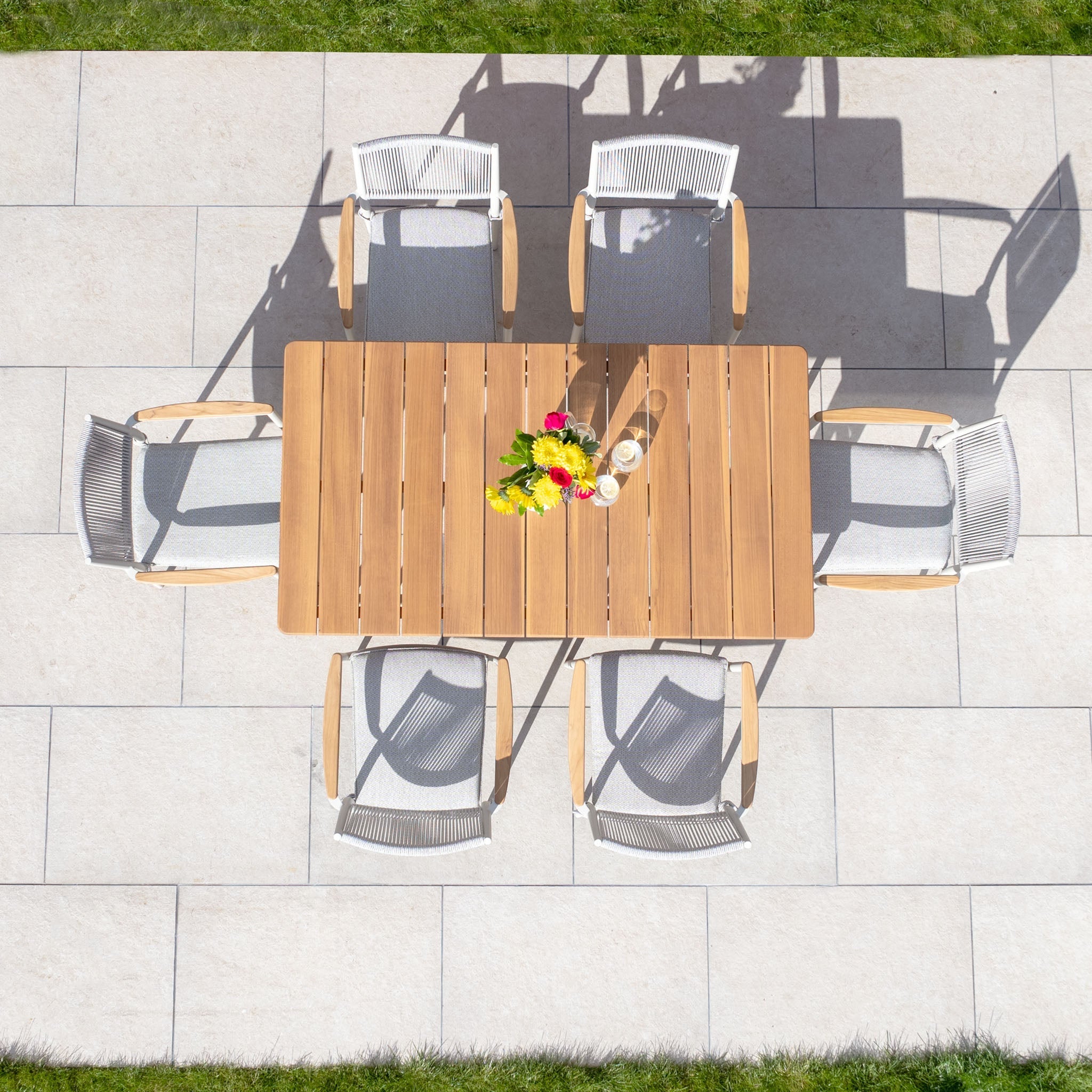 Tellaro 6 Seat Rectangular Dining Set with Teak Table in Latte