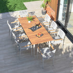 Tellaro 8 Seat Rectangular Dining Set with Teak Table in Latte