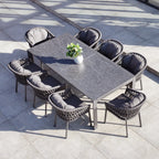Pello 8 Seat Extending Dining Set with Ceramic Table in Grey