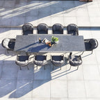 Pello 10 Seat Extending Dining Set with Ceramic Table in Grey