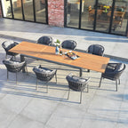 Pello 8 Seat Extending Dining Set with Teak Table in Grey