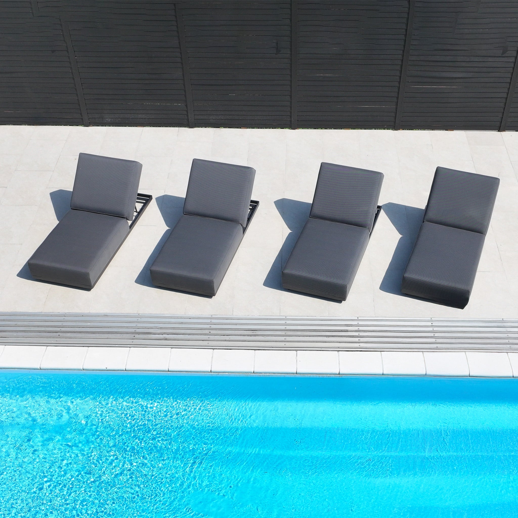 Luna Outdoor Fabric Deluxe Sun Lounger with Bolster Cushion in Grey