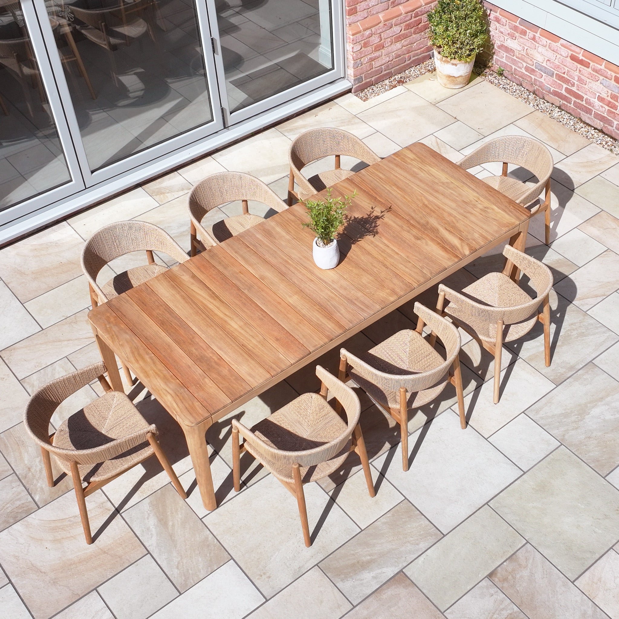 Lucca 8 Seat Dining Set with Teak Table in Natural Weave
