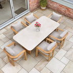 Tivoli 6 Seat Dining Set with Marble Dining Table in Fawn