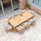 Tivoli 8 Seat Dining Set with Teak Dining Table in Fawn