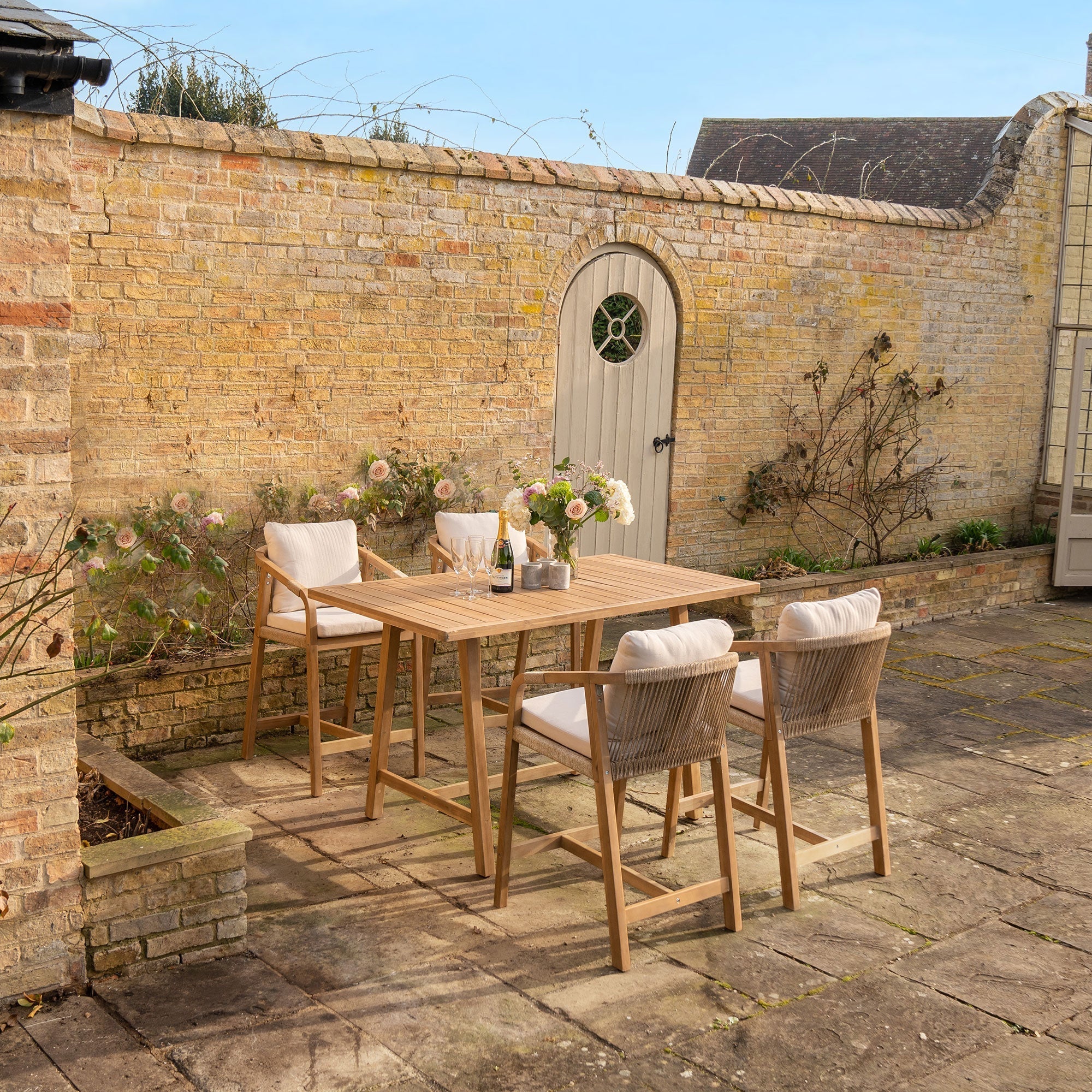 Quay 4 Seat Rectangular Bar Set In Linen