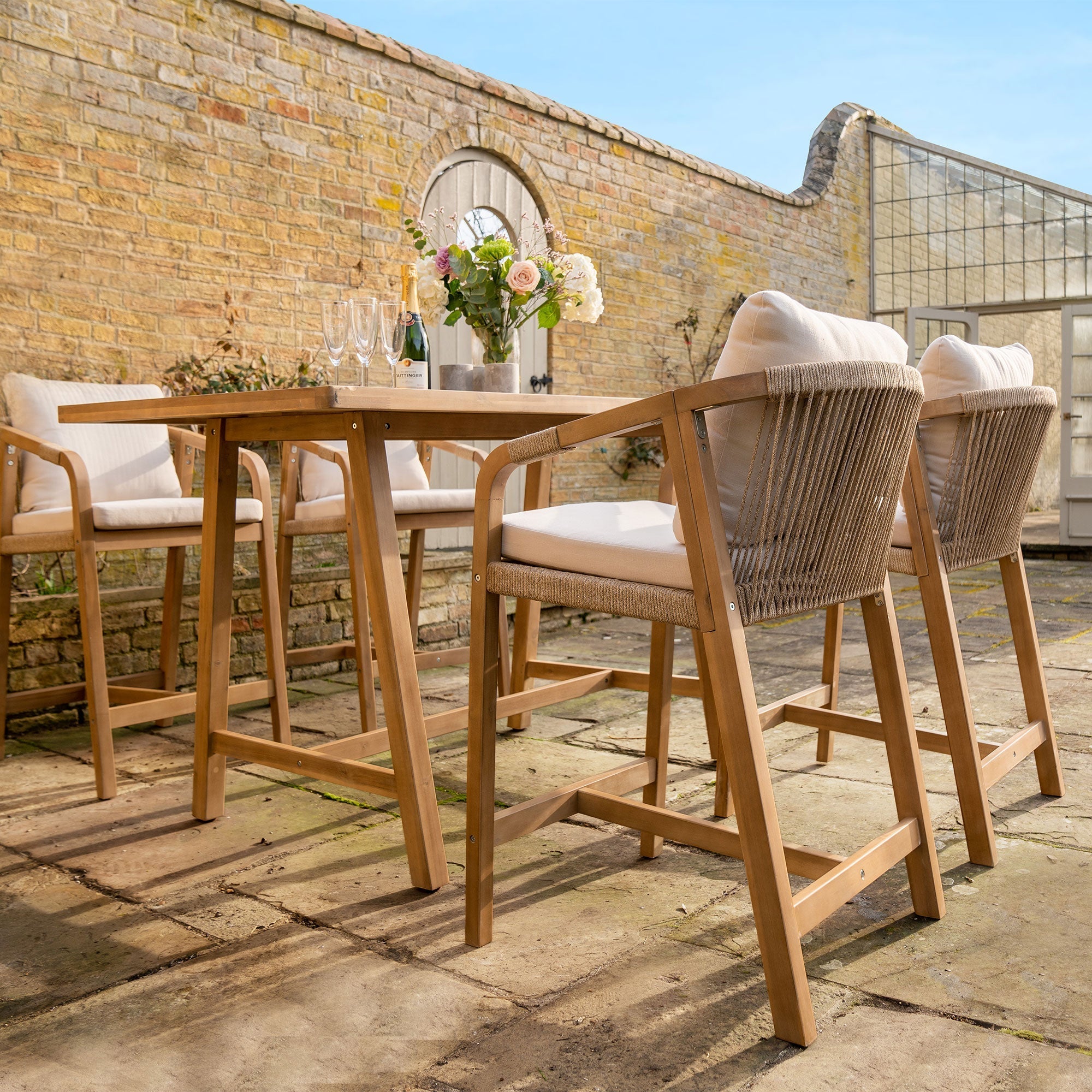 Quay 4 Seat Rectangular Bar Set In Linen