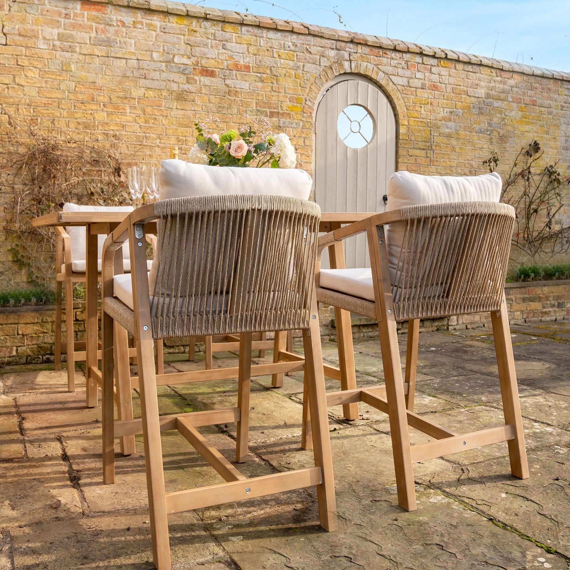 Quay 4 Seat Rectangular Bar Set In Linen