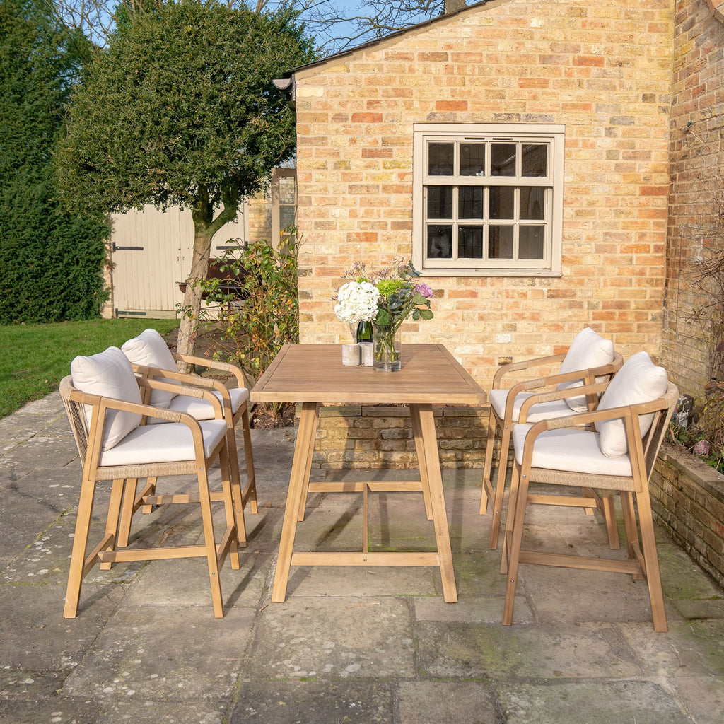 Quay 4 Seat Rectangular Bar Set In Linen