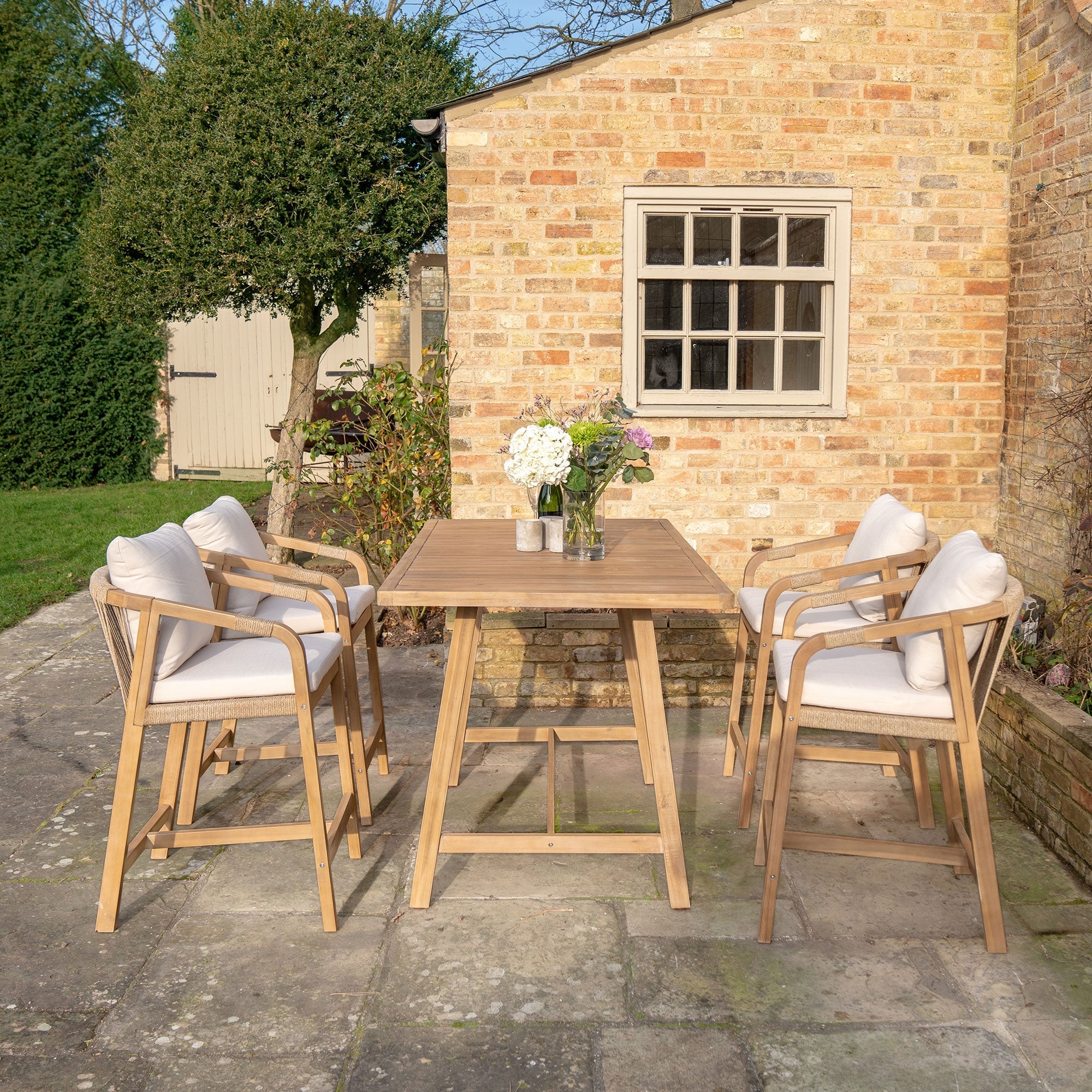 Quay 4 Seat Rectangular Bar Set In Linen