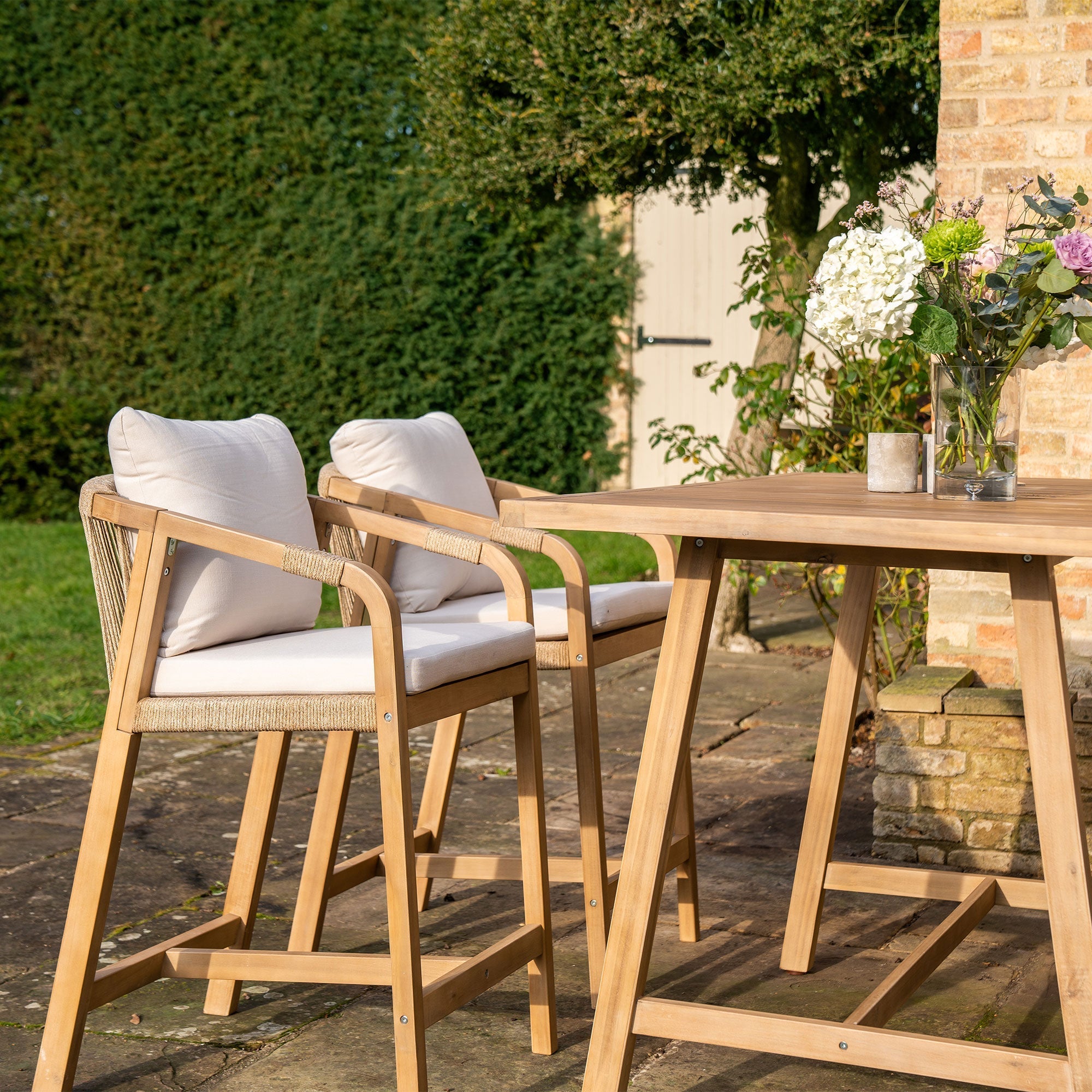 Quay 4 Seat Rectangular Bar Set In Linen