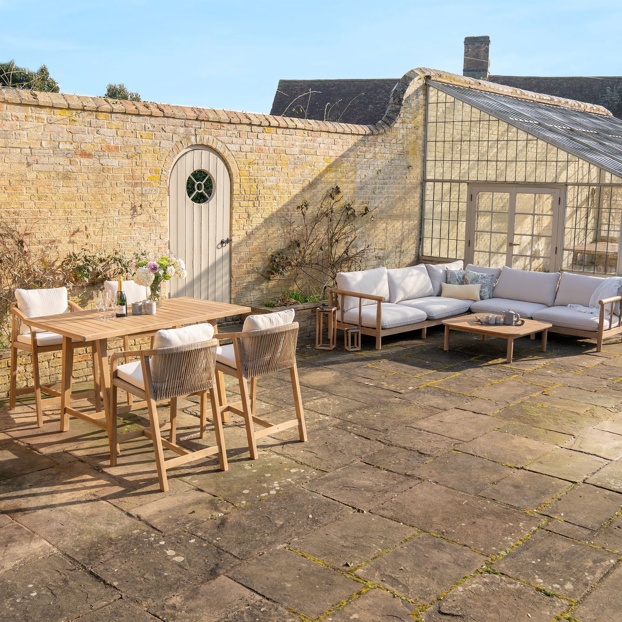 Quay 4 Seat Rectangular Bar Set In Linen