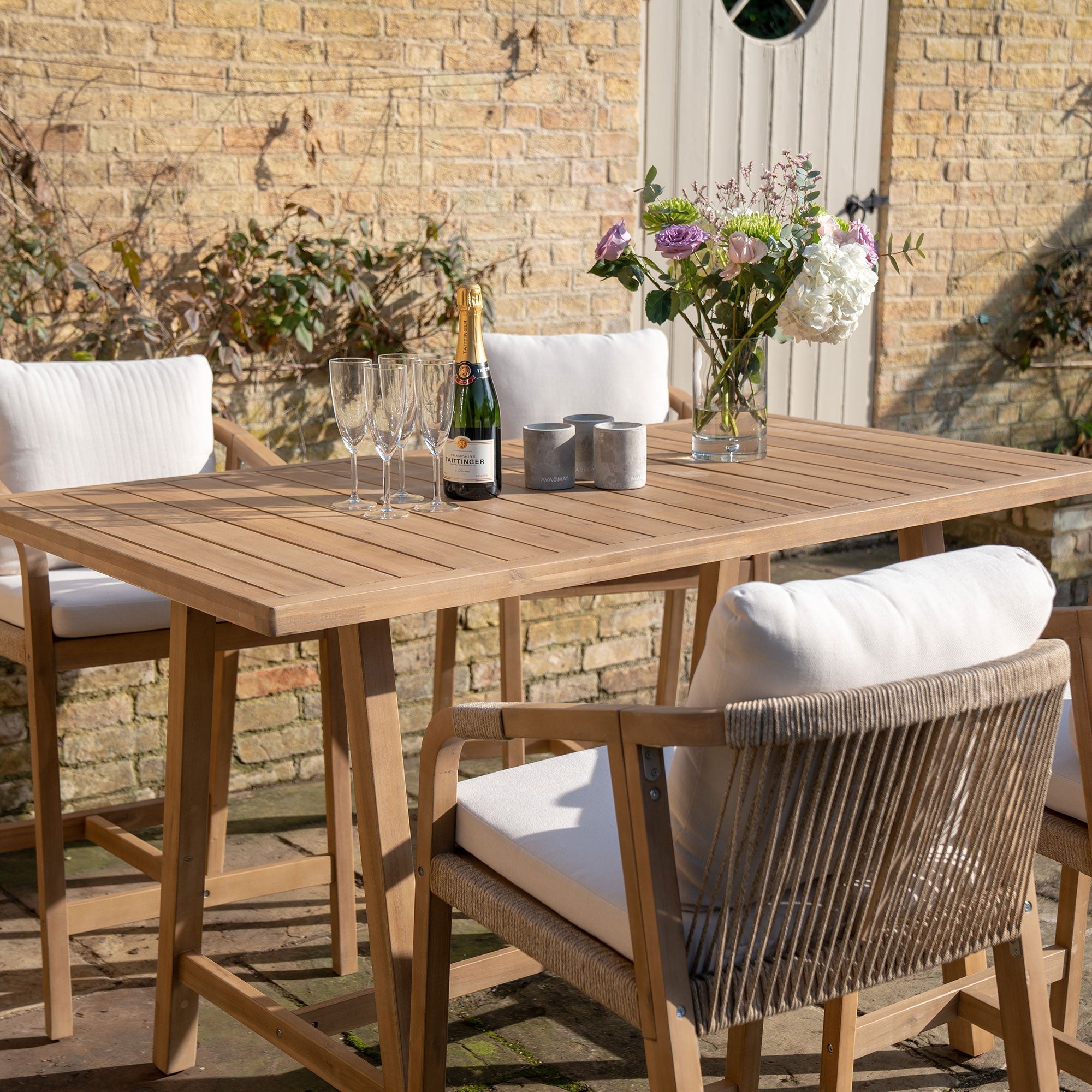 Quay 4 Seat Rectangular Bar Set In Linen