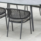 Kalama 8 Seat Rope Oval Dining Set with Ceramic Table in Charcoal