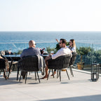 Palma 6 Seat Rope Oval Dining Set with Ceramic Table in Grey