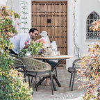 Kalama 4 Seat Round Dining Set with Teak Table in Olive Green