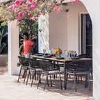 Kalama 8 Seat Rectangular Dining Set with Teak Table in Charcoal