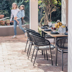 Kalama 8 Seat Rectangular Dining Set with Teak Table in Charcoal