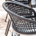 Kalama 8 Seat Rope Oval Dining Set with Ceramic Table in Charcoal