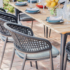 Kalama 8 Seat Rectangular Dining Set with Teak Table in Charcoal