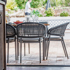 Kalama 8 Seat Rectangular Dining Set with Teak Table in Charcoal