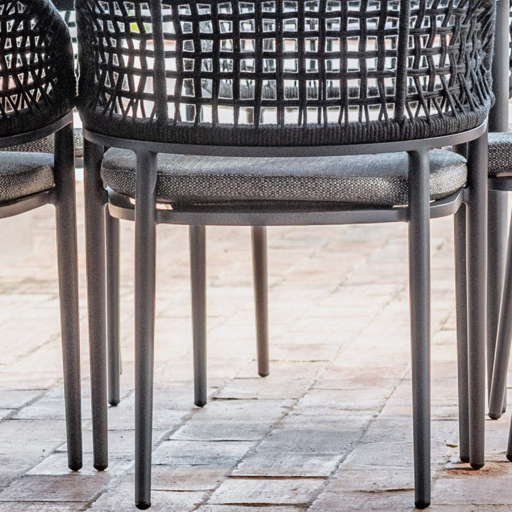 Kalama 6 Seat Rope Oval Dining Set with Ceramic Table in Charcoal