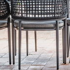 Kalama 6 Seat Rope Oval Dining Set with Ceramic Table in Charcoal