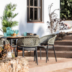 Kalama 6 Seat Rectangular Dining Set with Teak Table in Olive Green